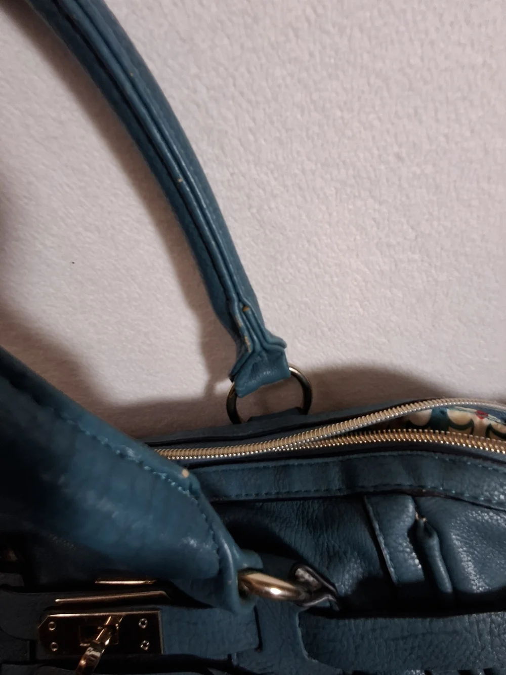 Big Buddha Teal Woven-Panel Tote with Gold Studs - Picture 10 of 14